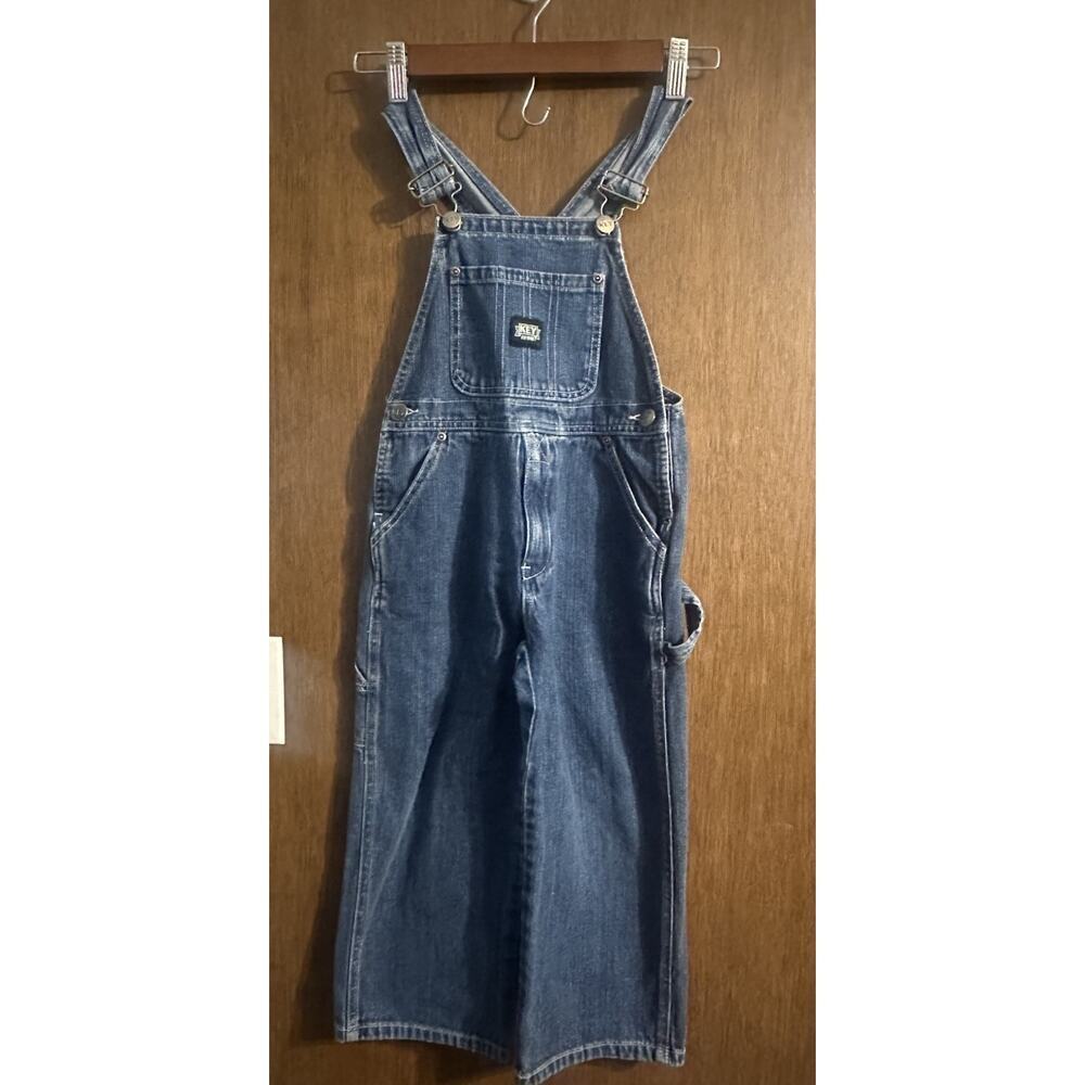 Key overall denim blue bibs youth size 5 outdoor farm chore work wear play